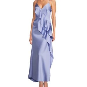 Gianni Bini Ruffle Draped Satin Evening Gown